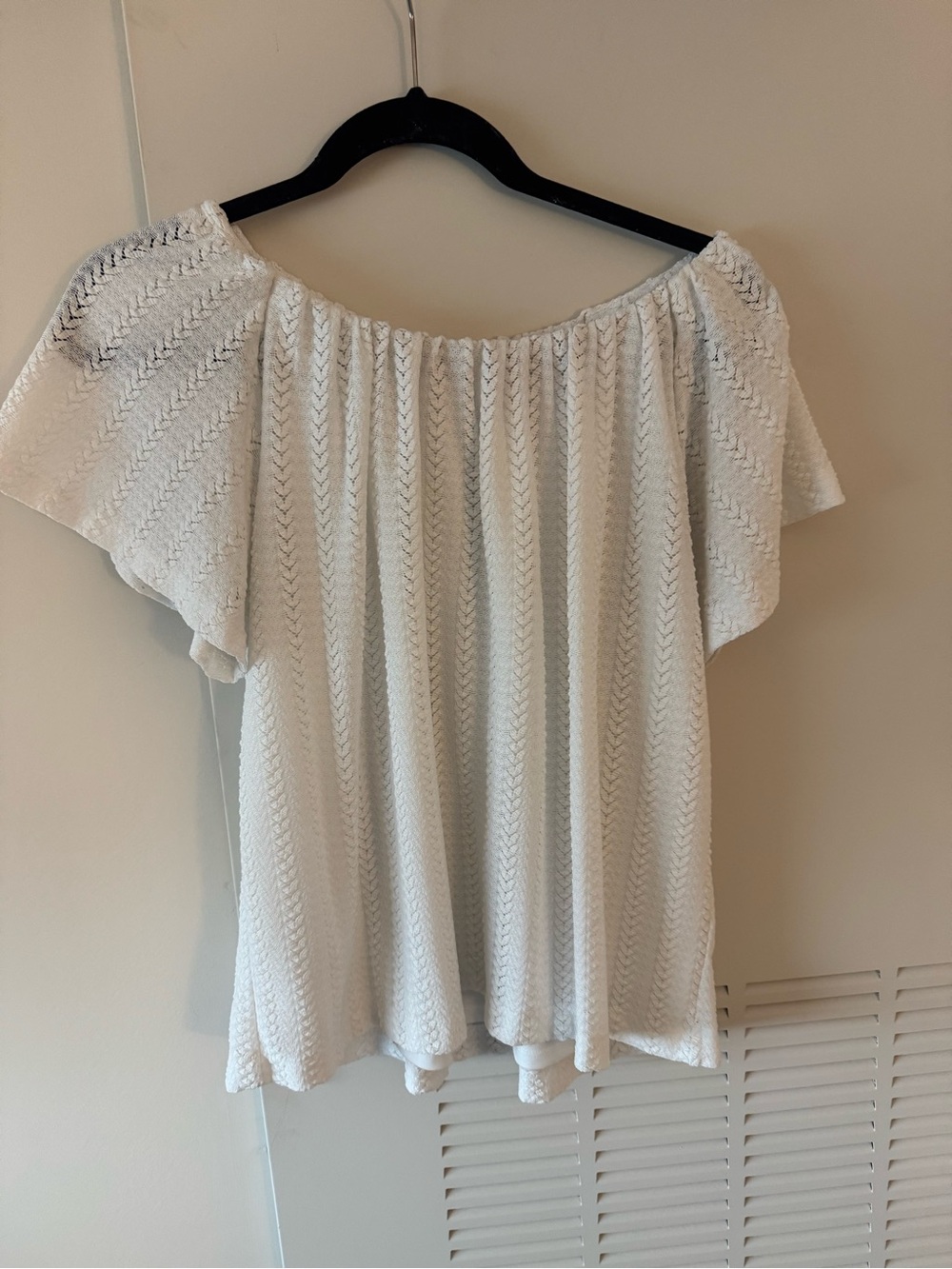 LOFT White Off-Shoulder Textured Blouse